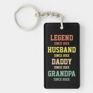 Personalised Retro Legend Husband Daddy Grandpa Key Ring