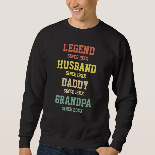 Personalised Retro Legend Husband Daddy Grandpa  Sweatshirt (Front)