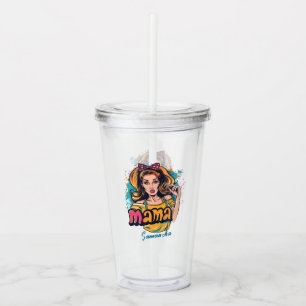 Personalised Retro Mama Pop Art (10) Acrylic Tumbler