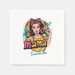 Personalised Retro  Mama Pop Art (10) Napkins
