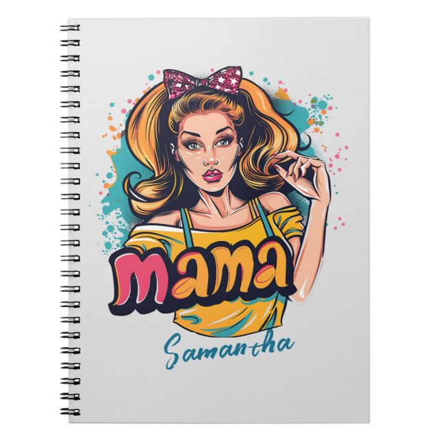 Personalised Retro  Mama Pop Art (10) Notebook (Front)