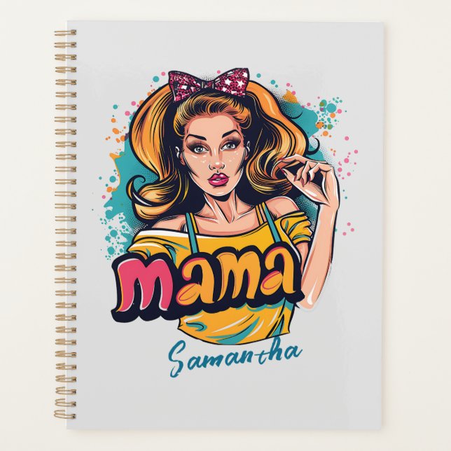 Personalised Retro  Mama Pop Art (10) Planner (Front)