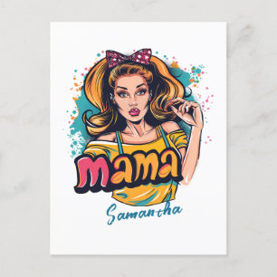 Personalised Retro  Mama Pop Art (10) Postcard