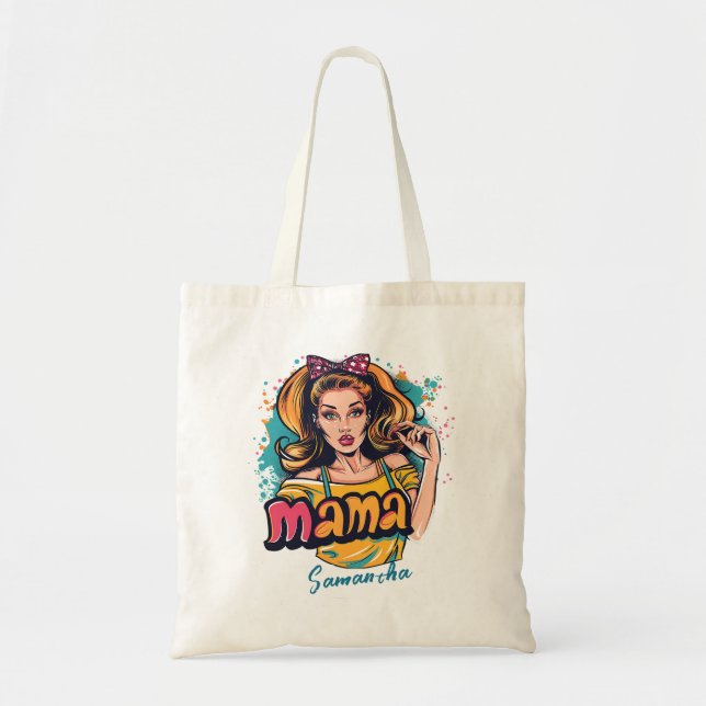 Personalised Retro  Mama Pop Art (10) Tote Bag (Front)