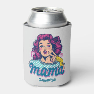 Personalised Retro  Mama Pop Art (11) Can Cooler