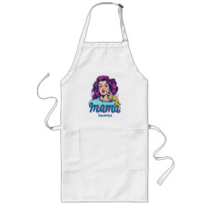 Personalised Retro Mama Pop Art (11) Long Apron