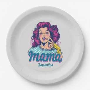 Personalised Retro Mama Pop Art (11) Paper Plate
