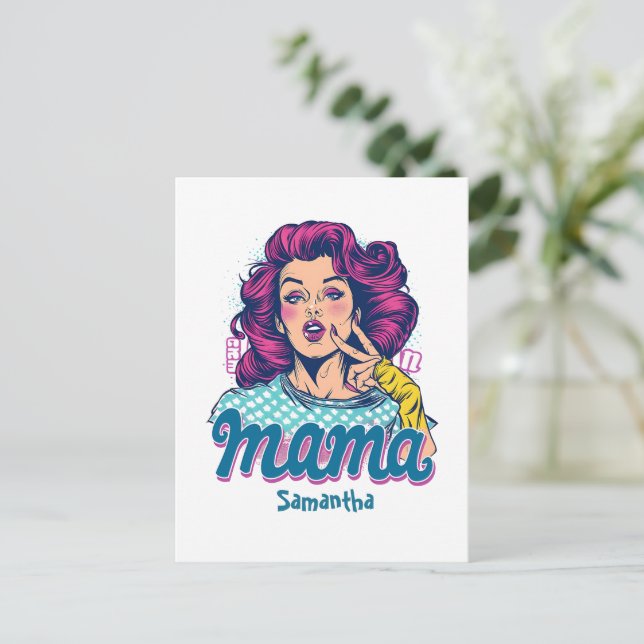 Personalised Retro  Mama Pop Art (11) Postcard (Standing Front)