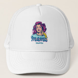 Personalised Retro  Mama Pop Art (11) Trucker Hat