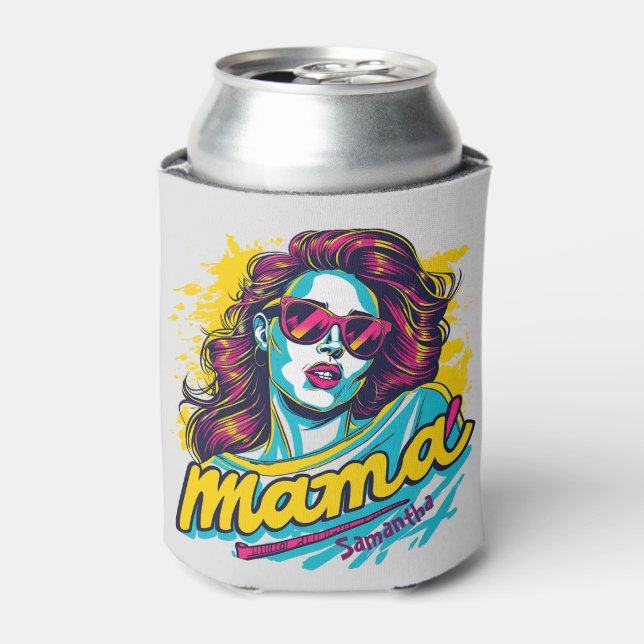 Personalised Retro  Mama Pop Art (12) Can Cooler (Can Front)
