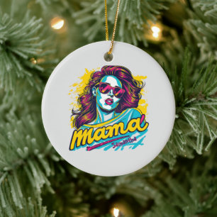Personalised Retro  Mama Pop Art (12) Ceramic Tree Decoration