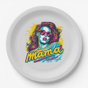 Personalised Retro Mama Pop Art (12) Paper Plate