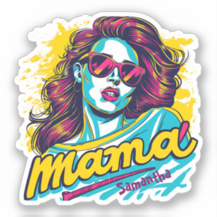 Personalised Retro  Mama Pop Art (12) Sticker