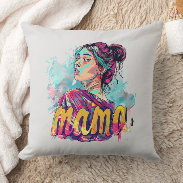 Personalised Retro  Mama Pop Art (13) Cushion (Blanket)