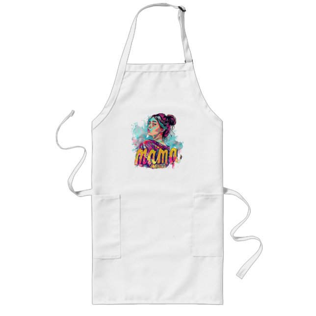 Personalised Retro  Mama Pop Art (13) Long Apron (Front)