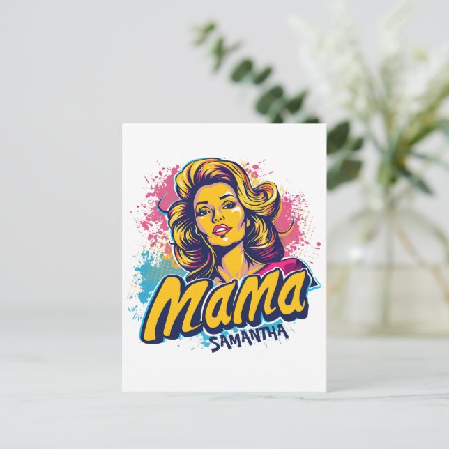 Personalised Retro  Mama Pop Art (14) Postcard (Standing Front)