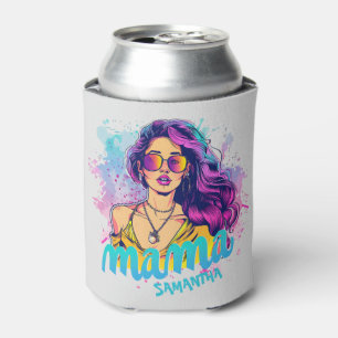 Personalised Retro Mama Pop Art (15) Can Cooler