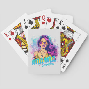 Personalised Retro Mama Pop Art (15) Playing Cards