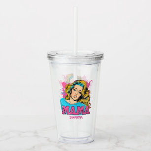 Personalised Retro Mama Pop Art (16) Acrylic Tumbler