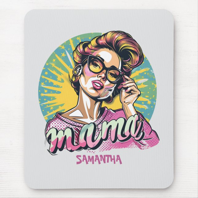 Personalised Retro  Mama Pop Art (16) Mouse Pad (Front)