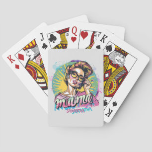 Personalised Retro Mama Pop Art (16) Playing Cards