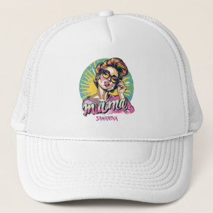 Personalised Retro Mama Pop Art (16) Trucker Hat
