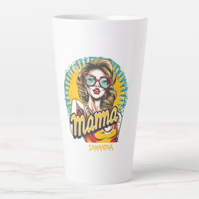 Personalised Retro  Mama Pop Art (17) Latte Mug (Front)