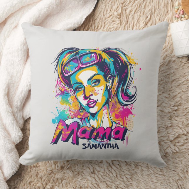 Personalised Retro  Mama Pop Art (18) Cushion (Blanket)