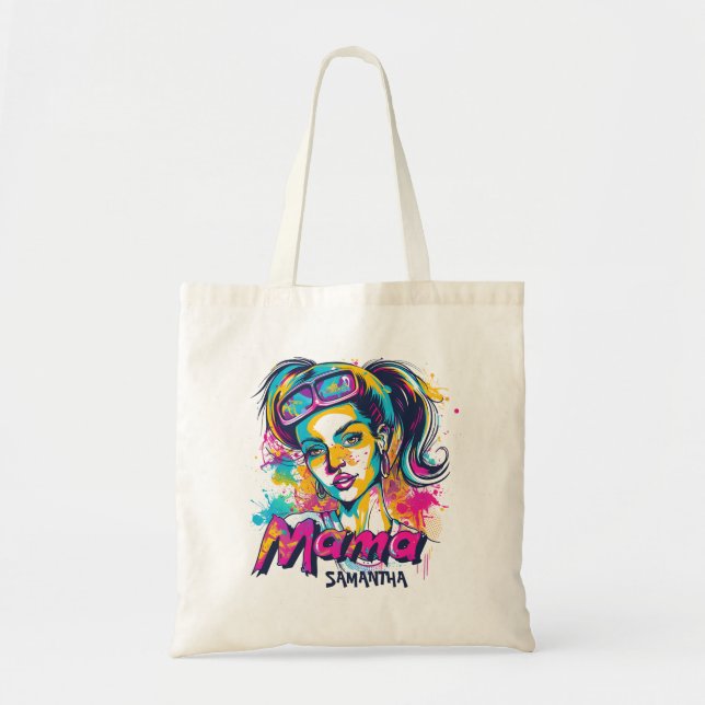 Personalised Retro  Mama Pop Art (18) Tote Bag (Front)