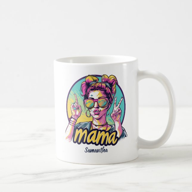 Personalised Retro  Mama Pop Art (19) Coffee Mug (Right)