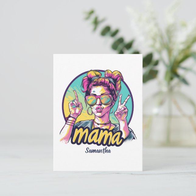 Personalised Retro  Mama Pop Art (19) Postcard (Standing Front)