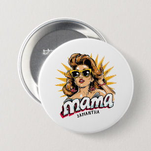 Personalised Retro  Mama Pop Art 1 7.5 Cm Round Badge