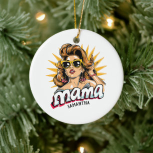 Personalised Retro  Mama Pop Art 1 Ceramic Tree Decoration
