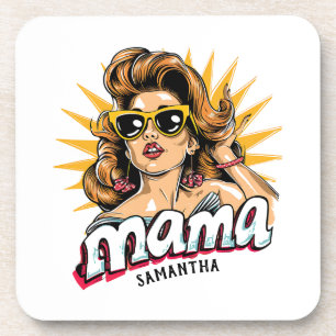 Personalised Retro  Mama Pop Art 1 Coaster