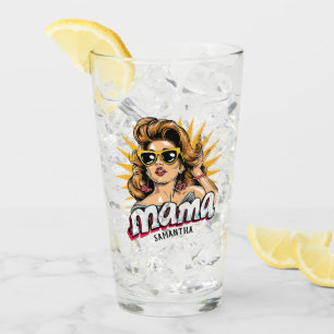 Personalised Retro Mama Pop Art 1 Glass