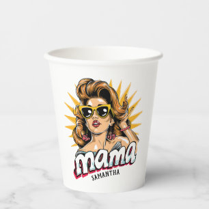 Personalised Retro  Mama Pop Art 1 Paper Cups