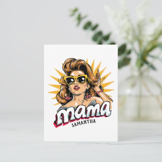Personalised Retro  Mama Pop Art 1 Postcard (Standing Front)