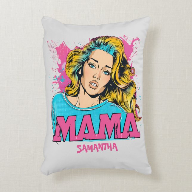 Personalised Retro  Mama Pop Art (20) Decorative Cushion (Front(Vertical))