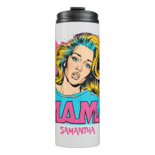 Personalised Retro Mama Pop Art (20) Thermal Tumbler
