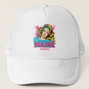 Personalised Retro Mama Pop Art (20) Trucker Hat