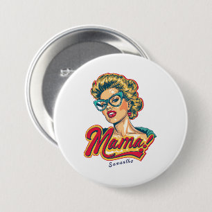 Personalised Retro Mama Pop Art 2 7.5 Cm Round Badge
