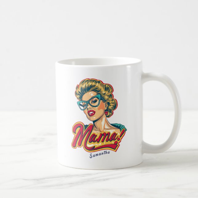 Personalised Retro  Mama Pop Art 2 Coffee Mug (Right)