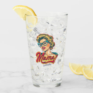 Personalised Retro Mama Pop Art 2 Glass