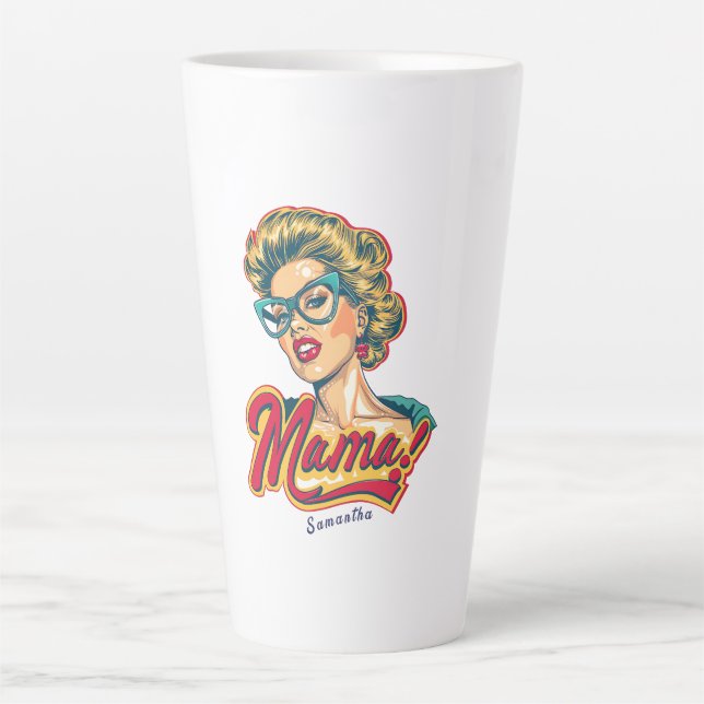 Personalised Retro  Mama Pop Art 2 Latte Mug (Front)