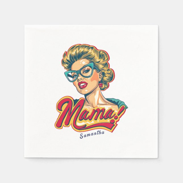 Personalised Retro  Mama Pop Art 2 Napkin (Front)