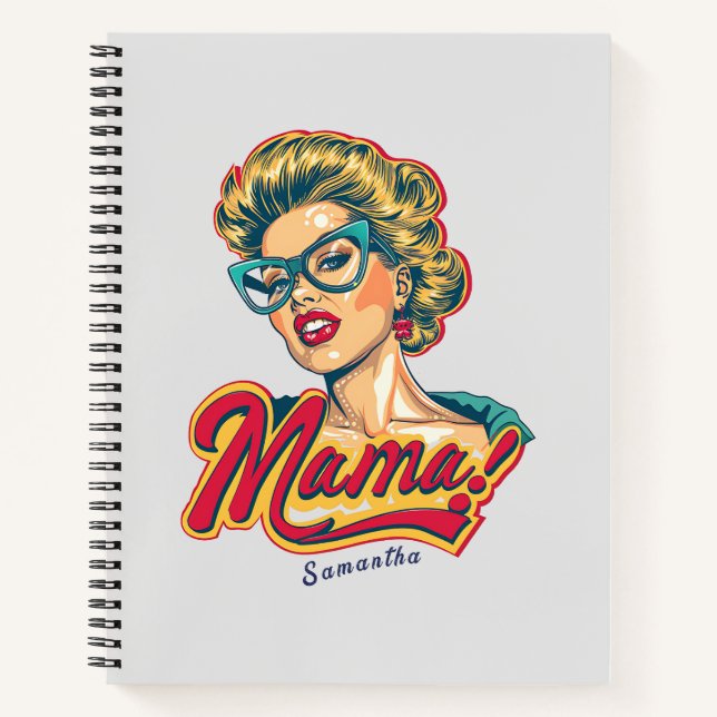 Personalised Retro  Mama Pop Art 2 Notebook (Front)