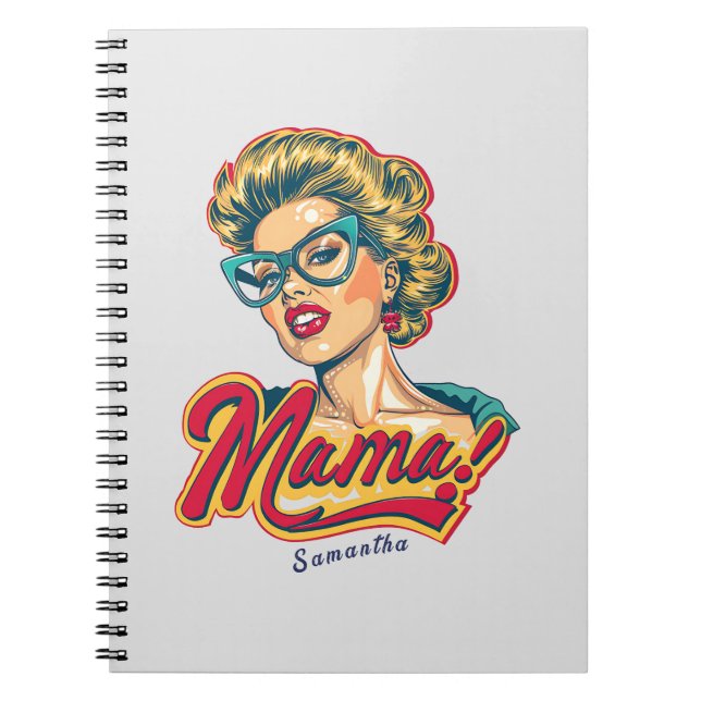 Personalised Retro  Mama Pop Art 2 Notebook (Front)