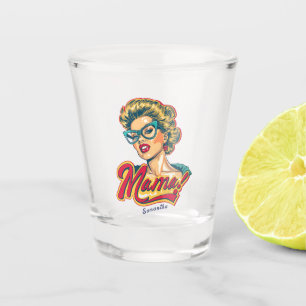 Personalised Retro Mama Pop Art 2 Shot Glass