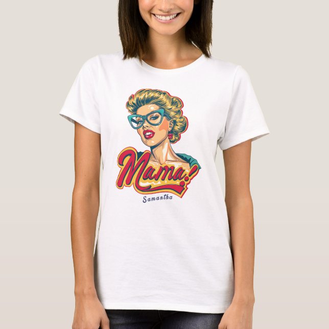 Personalised Retro  Mama Pop Art 2 T-Shirt (Front)