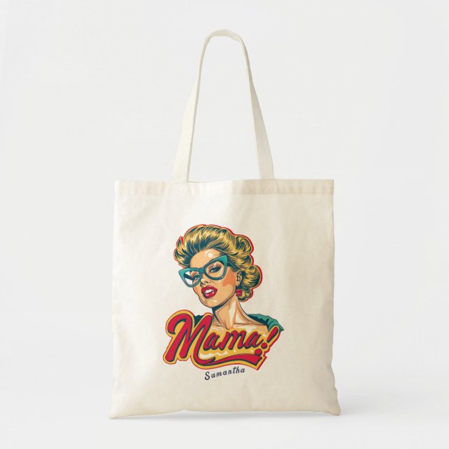 Personalised Retro  Mama Pop Art 2 Tote Bag (Front)